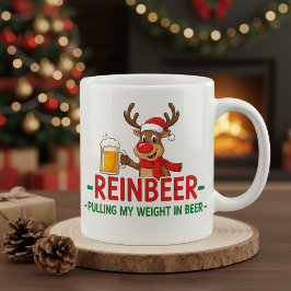 Reinbeer Funny Christmas Reindeer Beer Mug  Jumbo Mugg
