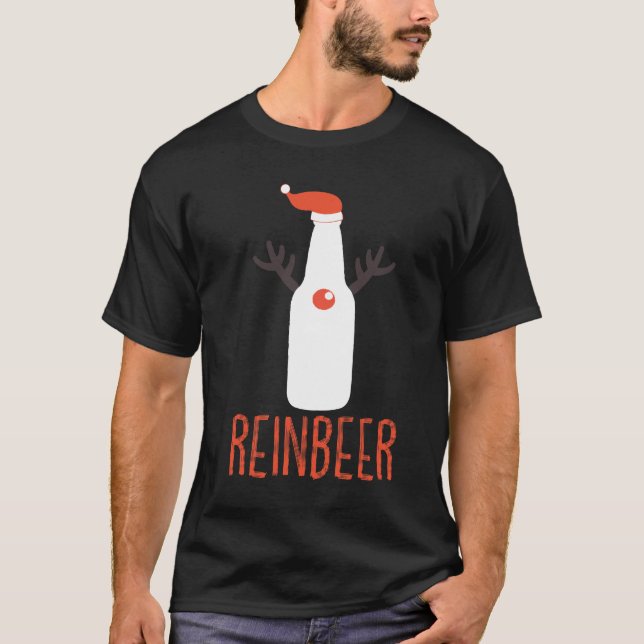Reinbeer Funny jul Gift Santa Hat Antler T Shirt (Framsida)