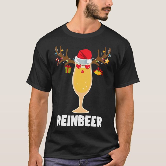 Reinbeer jul Santa Ljus Reindeer Beer T Shirt (Framsida)