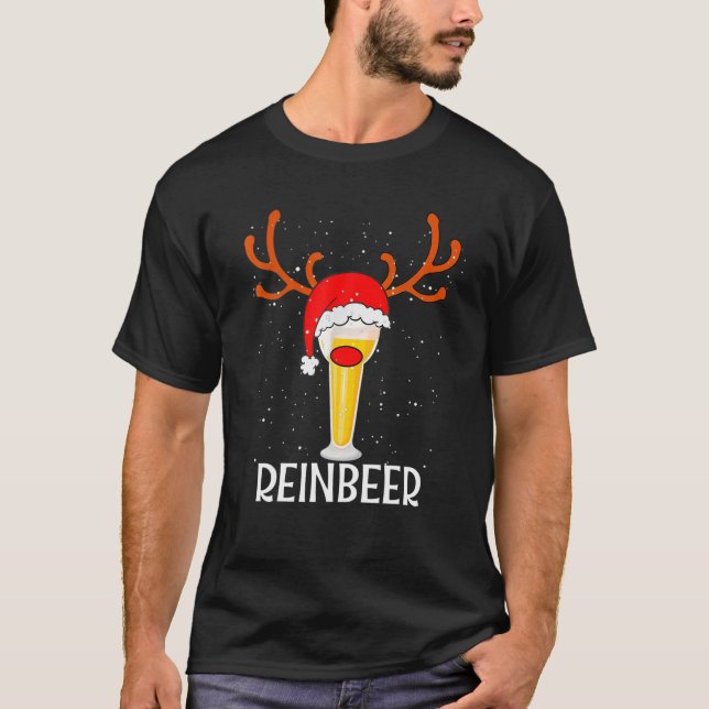 Reinbeer Jultomten Reindeer Beer Funny jul T Shirt (Framsida)