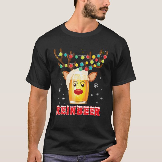 Reinbeer Jultomten Reindeer Beer Jul Drink T Shirt (Framsida)