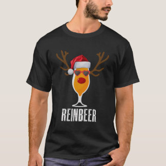 Reinbeer Santa's Hat Reindeer Beer Glass-jul T Shirt