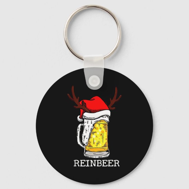 Reinbeer Winedeer Santa Hat Reindeer Couple Xmas M Nyckelring (Framsida)