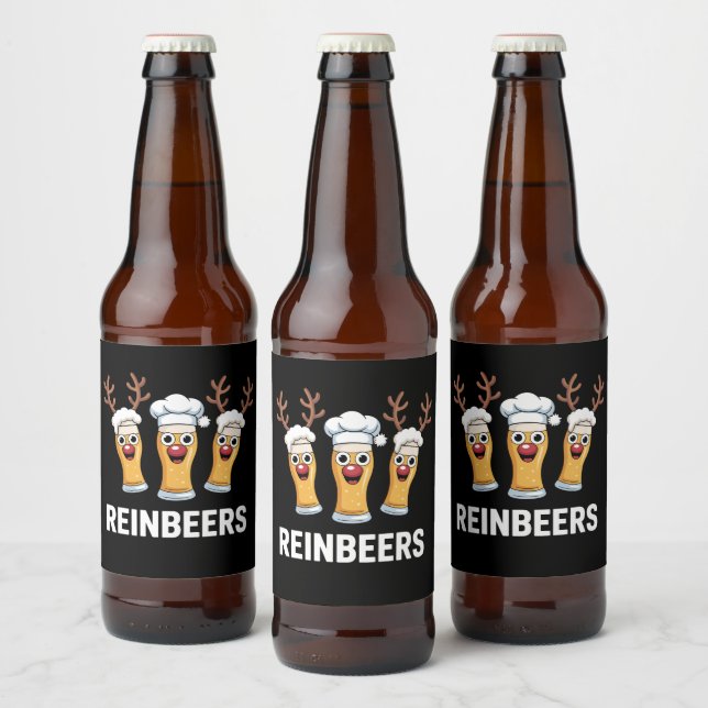 Reinbeers Funny Reindeer Beer God Jul Drinking Ölflaska Etikett (Flaskor)