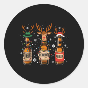 Reinbeers Funny Reindeer Beer jul Drinking X Runt Klistermärke