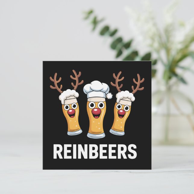 Reinbeers Roliga Ren Beer Jul Drickande  Julkort (Stående Fram)