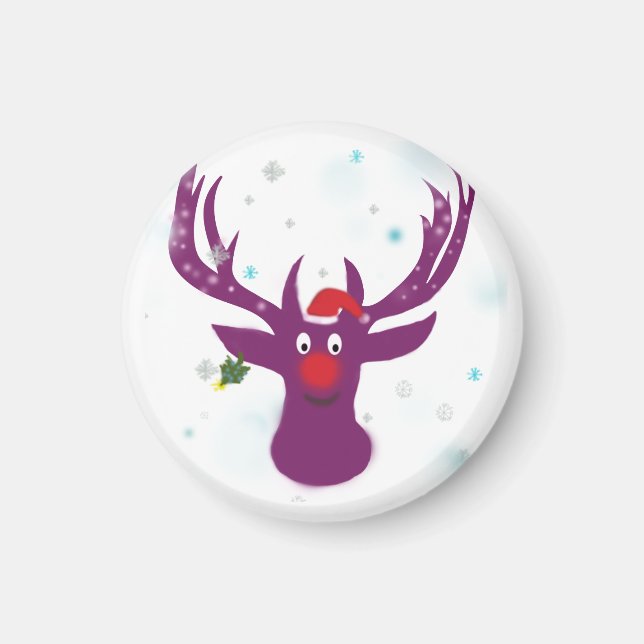Reindechrismas Small, 3,2 cm Round Magnet (Framsidan)