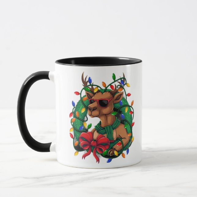 Reindeer an wreath Mug Mugg (Vänster)