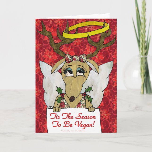 Reindeer Angel är säsongen för att vara Vegan Helgkort (Framsida)