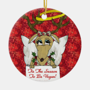 Reindeer Angel är säsongen för Vegan Julgransprydnad Keramik
