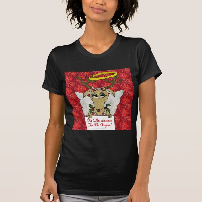 Reindeer Angel är säsongen för Vegan Tee Shirt (Framsida)