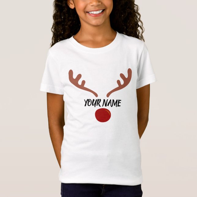 Reindeer Anpassningsbar Jul Personlig T-Shirt (Framsida)