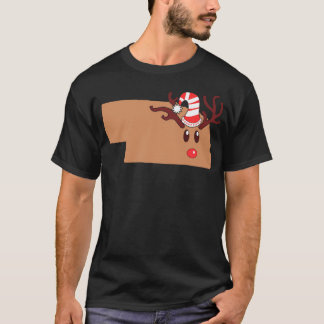 Reindeer Ansikte Nebraska Reindeer Head Antlers T Shirt