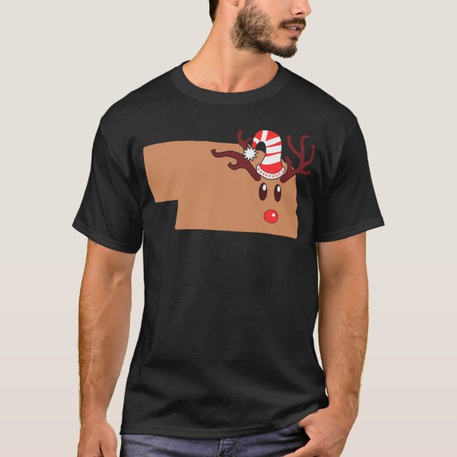 Reindeer Ansikte Nebraska Reindeer Head Antlers T Shirt (Framsida)