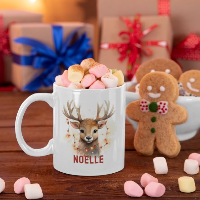 Reindeer Ansikte Personlig Helgdag Mugg (Christmas Mug Keepsake)