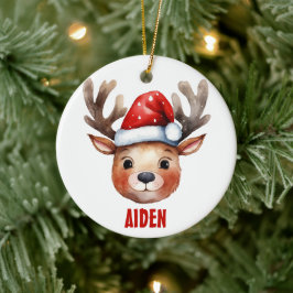 Reindeer Ansikte Personlig Kids Mugg Julgransprydnad Keramik