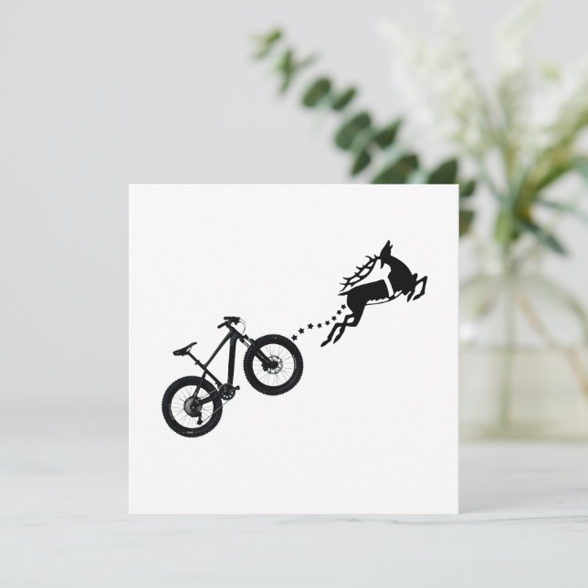 Reindeer Antler Mountain Bike Christmas rider  Julkort (Stående Fram)