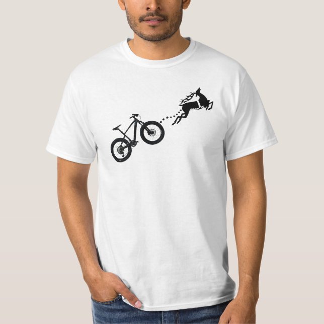 Reindeer Antler Mountain Bike Christmas rider  T Shirt (Framsida)