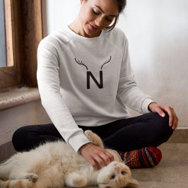 Reindeer Antlers Modern Initial jul Monogram T Shirt