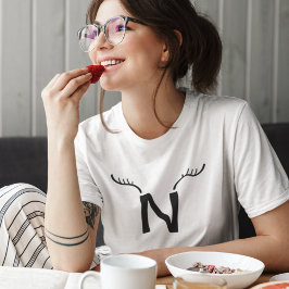 Reindeer Antlers Modern Initial jul Monogram T Shirt