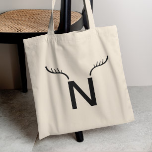 Reindeer Antlers Modern Initial jul Monogram Tygkasse