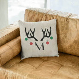 Reindeer Antlers Modern julmonogram Kudde