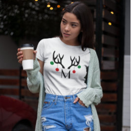 Reindeer Antlers Modern julmonogram T Shirt