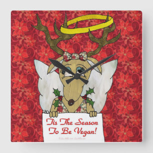 Reindeer är säsong för veganlåset fyrkantig klocka