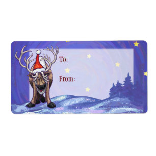Reindeer Art julklapp etikett Fraktsedel