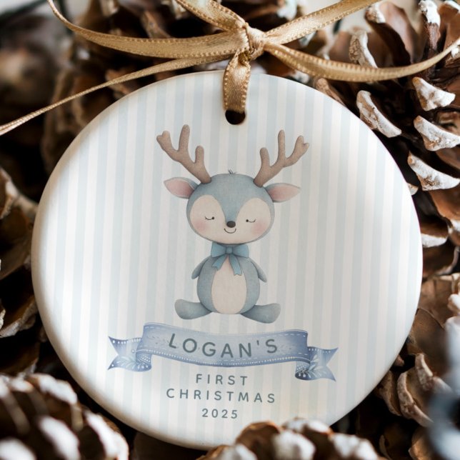 Reindeer Baby:s första jul Julgransprydnad Keramik (Skapare uppladdad)