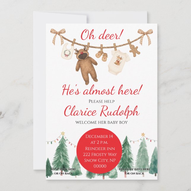 Reindeer Baby Shower Invitation Inbjudningar (Framsida)