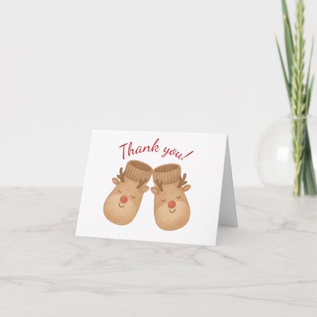 Reindeer Baby Shower Thank You Card Tack Kort (Framsida)