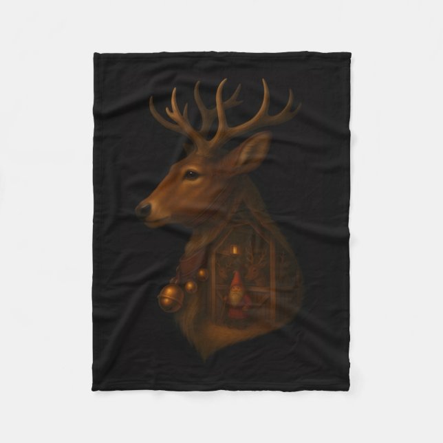 Reindeer Barn Gnome Christmas Fleece Blanket  (Framsidan)