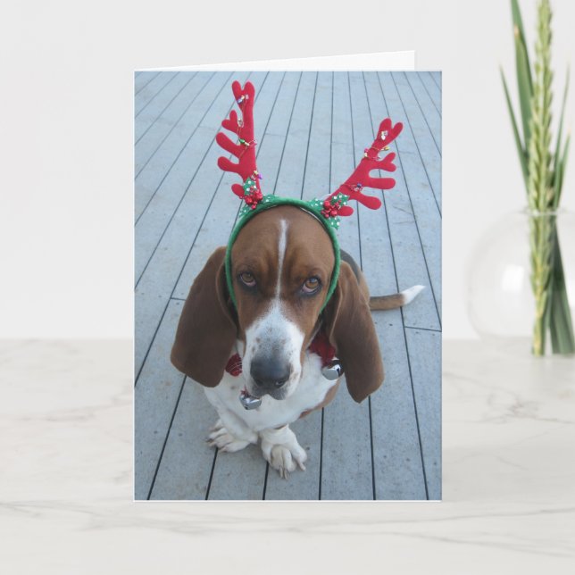 Reindeer Basset Helgdag-julkort Helgkort (Framsida)