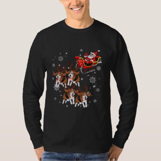 Reindeer Beagle Hund Pulling Jultomten Sleigh T Shirt