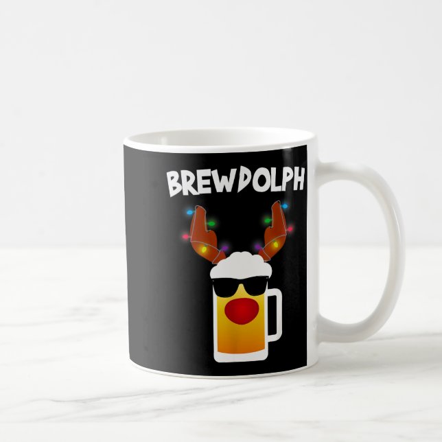 Reindeer Beer Rudolph Brewdolph Funny Christmas  Kaffemugg (Höger)