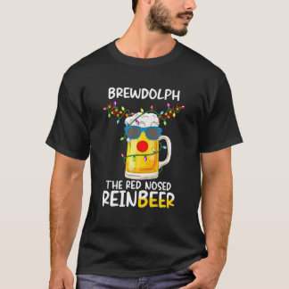 Reindeer Beer Rudolph Brewdolph Funny jul Pa T Shirt