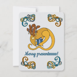 Reindeer bird with bells and presents Christmas Tack Kort