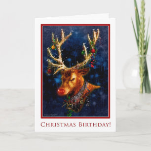 Reindeer Birthday på julkort Helgkort