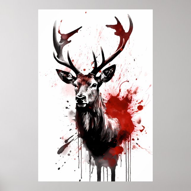 Reindeer Bläck-målning Poster (Framsidan)
