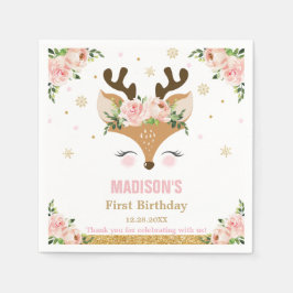 Reindeer Blommigt Snöflingor julafton Pappersservett