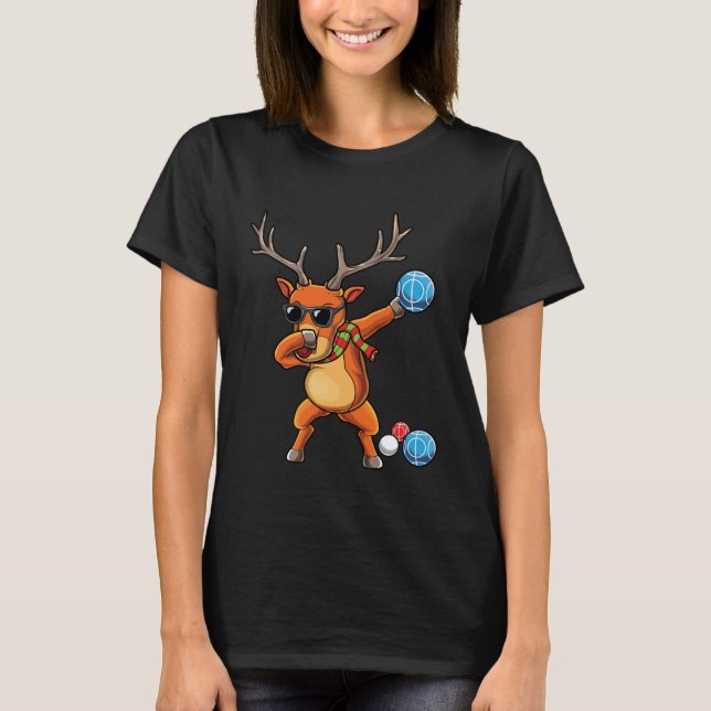 Reindeer Bocce Boll Player-julbasket B T Shirt (Framsida)