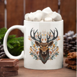 Reindeer Bohemian Stil Watercolor Kaffemugg