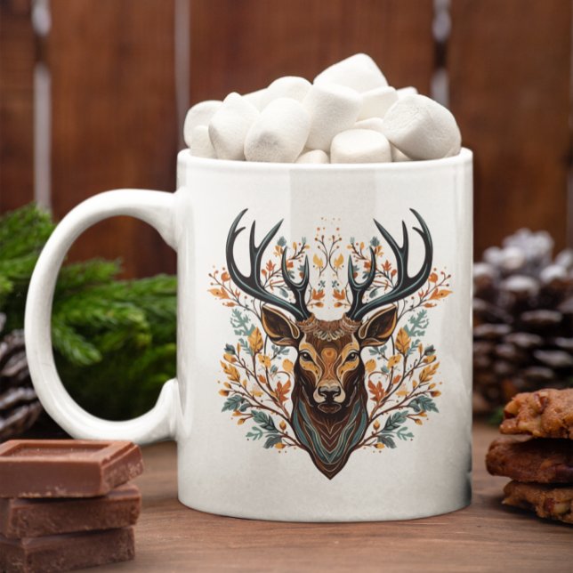 Reindeer Bohemian Stil Watercolor Kaffemugg (Skapare uppladdad)