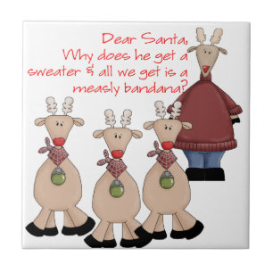 Reindeer Brev till Jultomten Kakelplatta