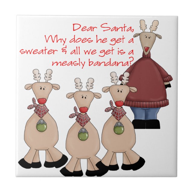 Reindeer Brev till Jultomten Kakelplatta (Framsidan)