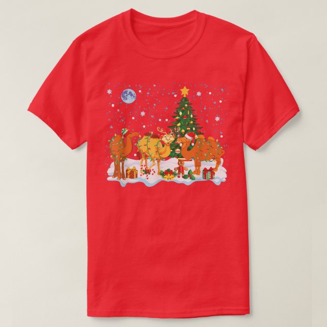 Reindeer Camel Funny jul Ljus T Shirt (Design framsida)