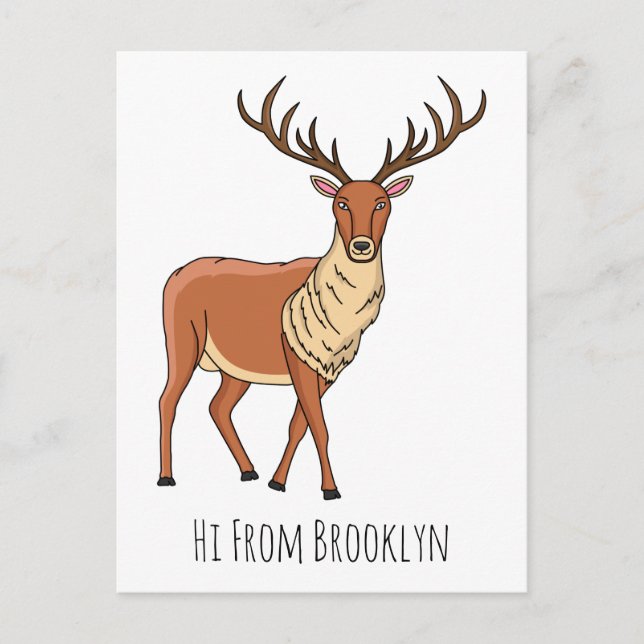 Reindeer cartoon illustration vykort (Framsida)