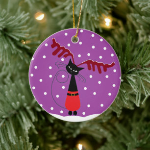 Reindeer Cat jul jul Ornament