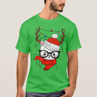 Reindeer Cat Santa Light Julafton älskare cat T Shirt